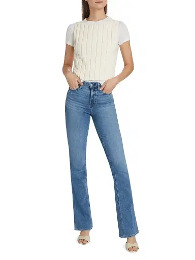 PAIGE Women's Laurel Canyon High-Rise Straight-Leg Jeans - Rock Show Distressed - Size 32 | Thumbnail 2 PAIGE Women's Laurel Canyon High-Rise Straight-Leg Jeans - Rock Show Distressed - Size 32 | Thumbnail 2