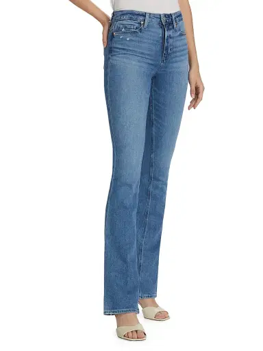 PAIGE Women's Laurel Canyon High-Rise Straight-Leg Jeans - Rock Show Distressed - Size 32 | Thumbnail 4 PAIGE Women's Laurel Canyon High-Rise Straight-Leg Jeans - Rock Show Distressed - Size 32 | Thumbnail 4