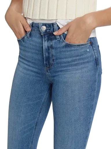 PAIGE Women's Laurel Canyon High-Rise Straight-Leg Jeans - Rock Show Distressed - Size 32 | Thumbnail 6 PAIGE Women's Laurel Canyon High-Rise Straight-Leg Jeans - Rock Show Distressed - Size 32 | Thumbnail 6