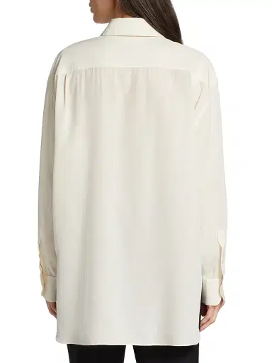 Nili Lotan Women's Julien Silk Shirt - Ivory - Size Large | Thumbnail 5 Nili Lotan Women's Julien Silk Shirt - Ivory - Size Large | Thumbnail 5