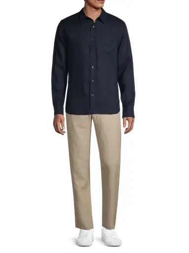 Vince Men's Linen Long-Sleeve Button-Up Shirt - Coastal - Size XXL | Thumbnail 2 Vince Men's Linen Long-Sleeve Button-Up Shirt - Coastal - Size XXL | Thumbnail 2