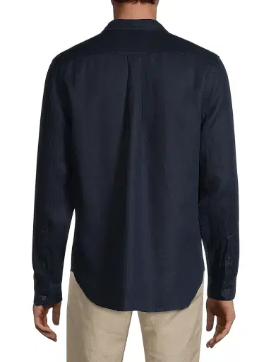 Vince Men's Linen Long-Sleeve Button-Up Shirt - Coastal - Size XXL | Thumbnail 5 Vince Men's Linen Long-Sleeve Button-Up Shirt - Coastal - Size XXL | Thumbnail 5