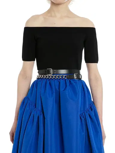 McQueen Women's Off-The-Shoulder Knit Top - Black | Thumbnail 3