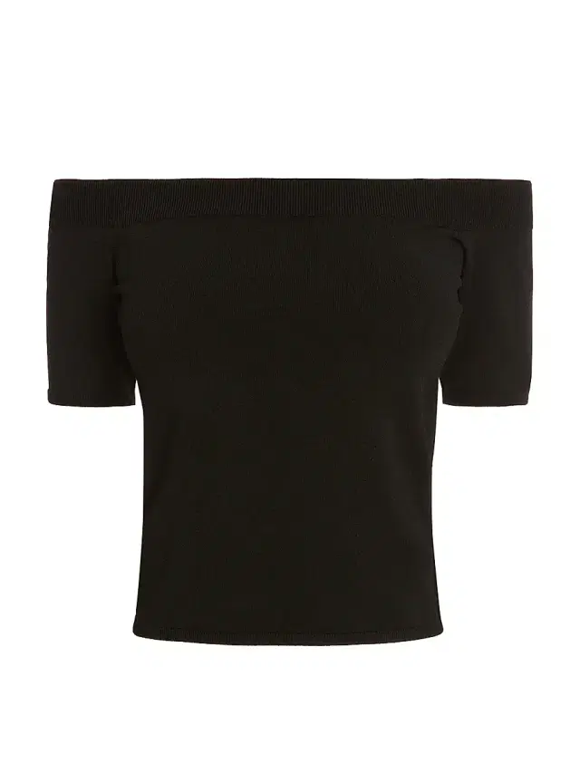 Women's Off-The-Shoulder Knit Top - Black