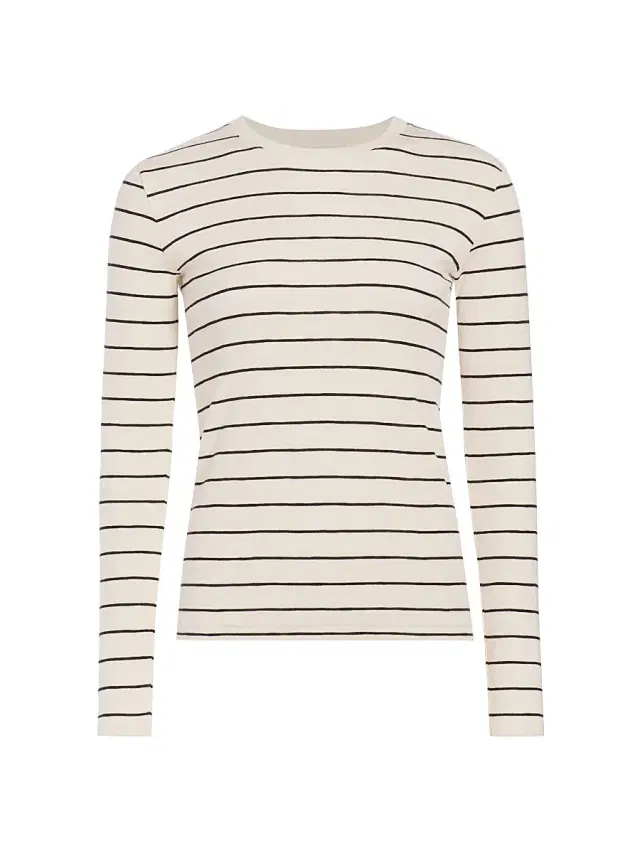 Vince Women's Striped Cotton-Blend Crewneck Long-Sleeve T-Shirt - Black Combo