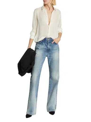 Nili Lotan Women's Mitchell Mid-Rise Straight Jeans - Summer Wash - Size 32 | Thumbnail 2