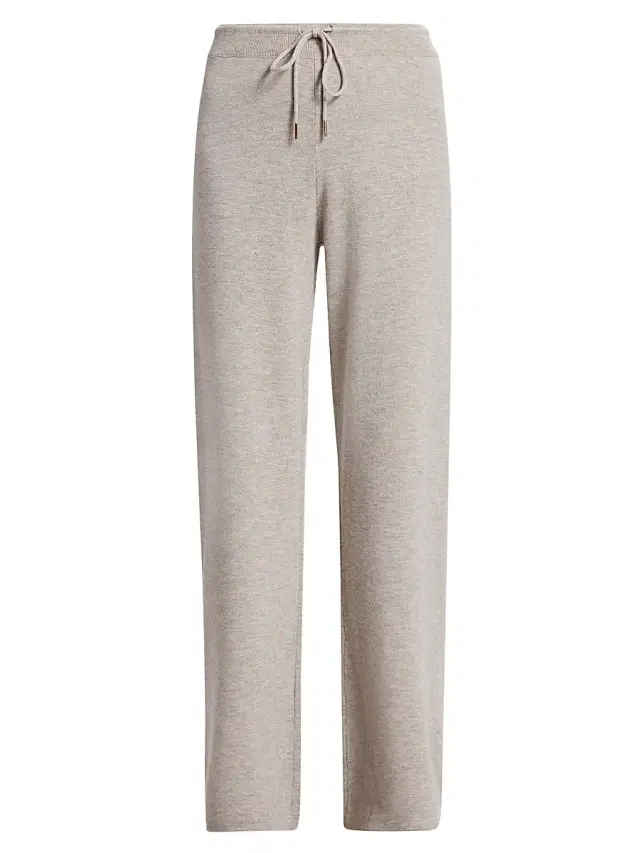 Stellae Dux Women's Double-Knit Wide-Leg Drawstring Pants - Heather Coconut