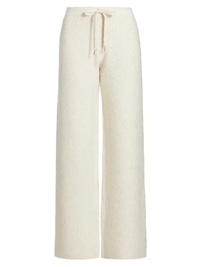 Stellae Dux Women's Cable-Knit Drawstring Sweatpants - Snow
