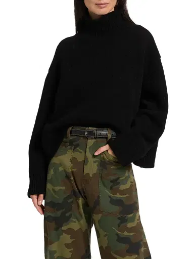 Nili Lotan Women's Omaria Wool Turtleneck Sweater - Black | Thumbnail 3 Nili Lotan Women's Omaria Wool Turtleneck Sweater - Black | Thumbnail 3