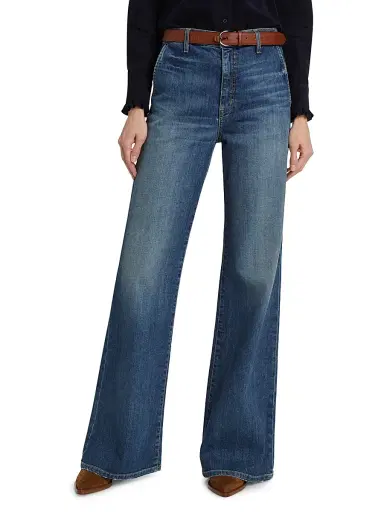 Nili Lotan Women's Anna High-Rise Stretch Wide-Leg Jeans - Classic Wash | Thumbnail 3
