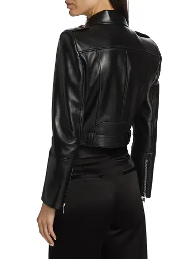 Alexander McQueen Women's Leather Crop Biker Jacket | Thumbnail 5 Alexander McQueen Women's Leather Crop Biker Jacket | Thumbnail 5