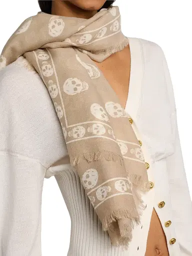 Alexander McQueen Women's Skull Wool Scarf | Thumbnail 3 Alexander McQueen Women's Skull Wool Scarf | Thumbnail 3