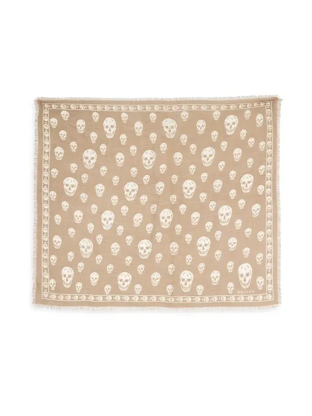 McQueen Women's Skull Wool Scarf - Beige