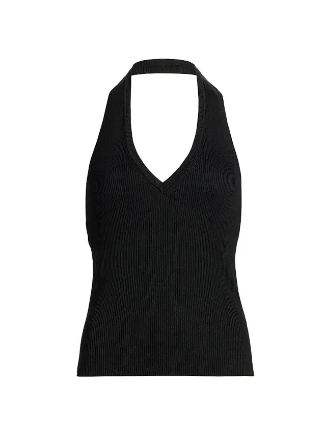 Women's Ivey Silk Knit Halter Top - Black