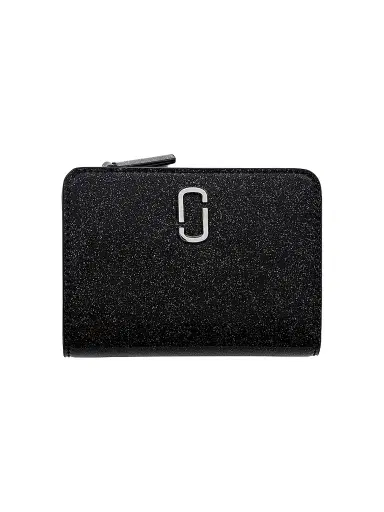 Marc Jacobs Women's The Mini Coated Glitter Compact Wallet - Black | Thumbnail 1 Marc Jacobs Women's The Mini Coated Glitter Compact Wallet - Black | Thumbnail 1