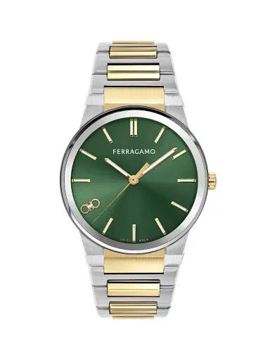 FERRAGAMO Men's Infinity Sapphire Stainless Steel Bracelet Watch/41MM - Two Tone Green | Thumbnail 1 FERRAGAMO Men's Infinity Sapphire Stainless Steel Bracelet Watch/41MM - Two Tone Green | Thumbnail 1