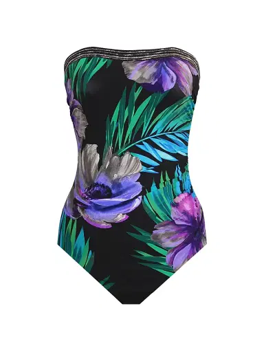 Miraclesuit Swim Women's Flora Aura Avanti One-Piece Swimsuit - Black Multi - Size 8 | Thumbnail 1
