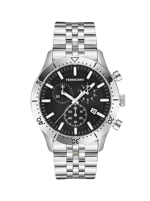 Men's Ferragamo Classic Stainless Steel Watch/43MM - Stainless Steel Black