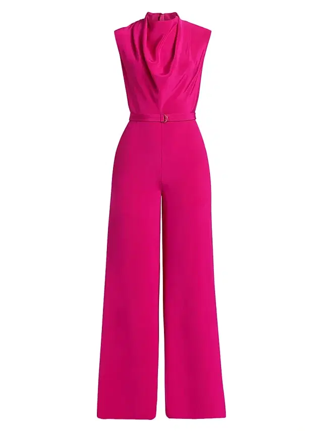 Adam Lippes Women's Blythe Wide-Leg Silk Jumpsuit - Magenta