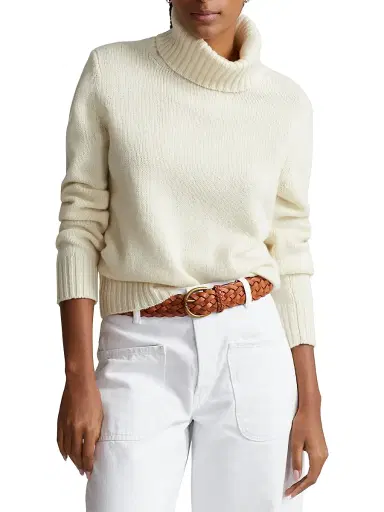 Polo Ralph Lauren Women's Wool Turtleneck Sweater - Authentic Cream | Thumbnail 3