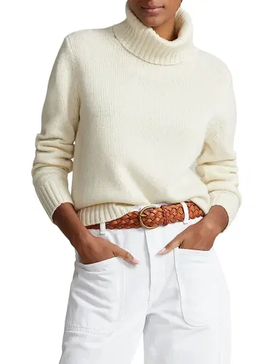 Polo Ralph Lauren Women's Wool Turtleneck Sweater - Authentic Cream | Thumbnail 5