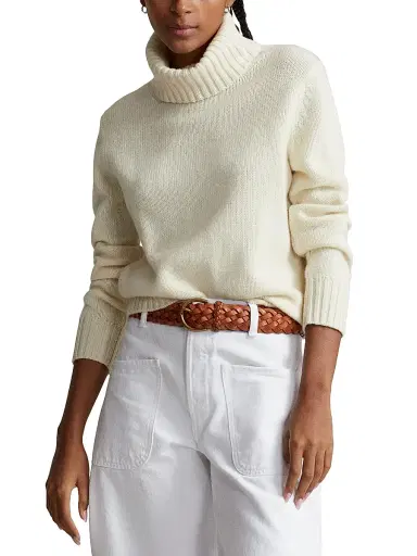 Polo Ralph Lauren Women's Wool Turtleneck Sweater - Authentic Cream | Thumbnail 6