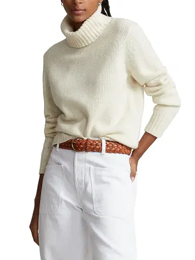 Polo Ralph Lauren Women's Wool Turtleneck Sweater - Authentic Cream | Thumbnail 7