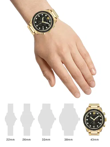 Versace Men's Greca Dome Chrono IP Yellow Gold Bracelet Watch - Gold Black | Thumbnail 2 Versace Men's Greca Dome Chrono IP Yellow Gold Bracelet Watch - Gold Black | Thumbnail 2