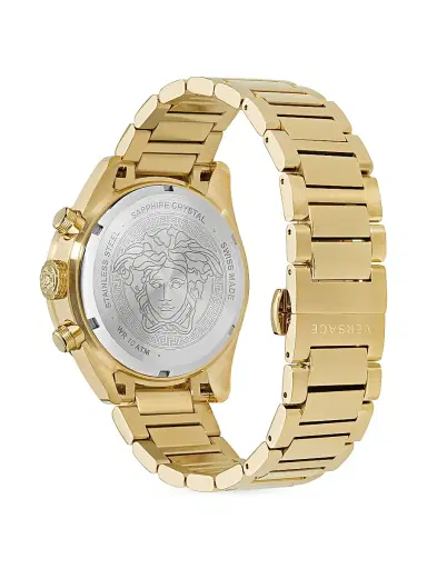 Versace Men's Greca Dome Chrono IP Yellow Gold Bracelet Watch - Gold Black | Thumbnail 4 Versace Men's Greca Dome Chrono IP Yellow Gold Bracelet Watch - Gold Black | Thumbnail 4