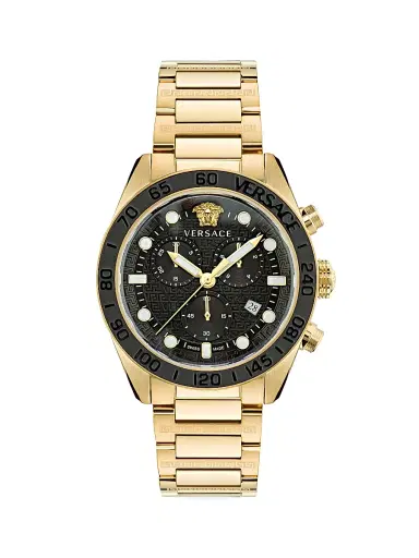 Versace Men's Greca Dome Chrono IP Yellow Gold Bracelet Watch - Gold Black | Thumbnail 1 Versace Men's Greca Dome Chrono IP Yellow Gold Bracelet Watch - Gold Black | Thumbnail 1