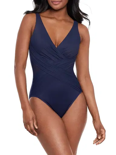 Miraclesuit Swim Women's Illusionists Cross-Over One-Piece Swimsuit - Midnight Blue - Size 16 | Thumbnail 2