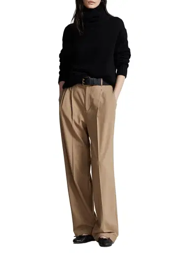 Polo Ralph Lauren Women's Wool Pleated Wide-Leg Pants - Camel | Thumbnail 2 Polo Ralph Lauren Women's Wool Pleated Wide-Leg Pants - Camel | Thumbnail 2