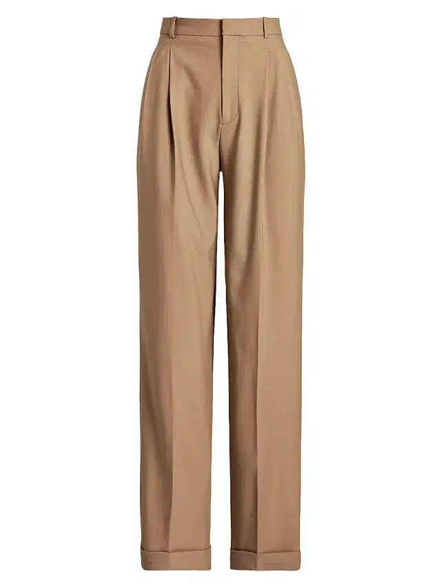 Polo Ralph Lauren Women's Wool Pleated Wide-Leg Pants - Camel