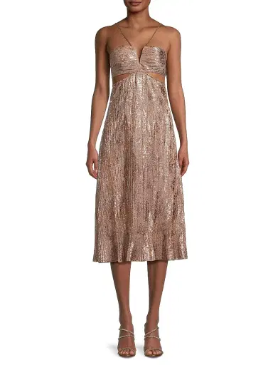 Liv Foster Women's Foil Cut-Out Midi-Dress | Thumbnail 3