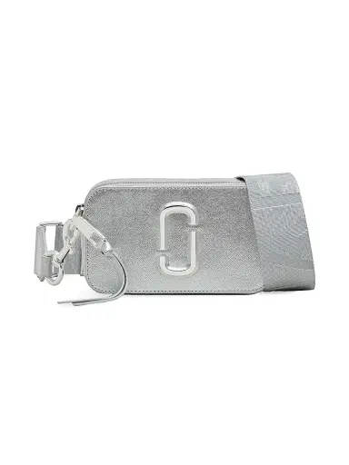 Marc Jacobs Women's The Snapshot Metallic Leather Crossbody Bag - Silver | Thumbnail 1 Marc Jacobs Women's The Snapshot Metallic Leather Crossbody Bag - Silver | Thumbnail 1