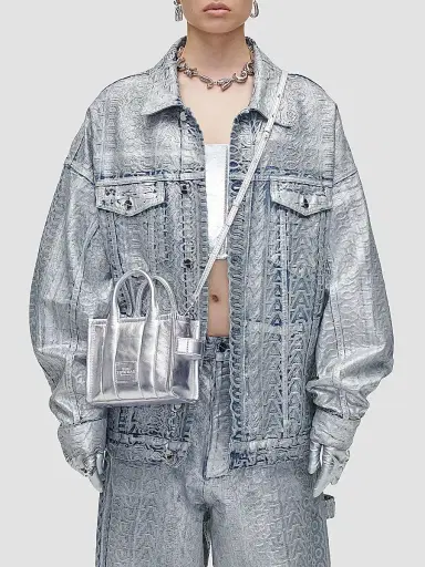 Marc Jacobs Women's The Metallic Leather Crossbody Tote Bag - Silver | Thumbnail 2