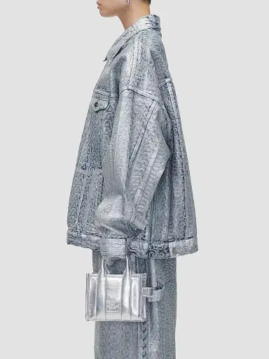 Marc Jacobs Women's The Metallic Leather Crossbody Tote Bag - Silver | Thumbnail 3