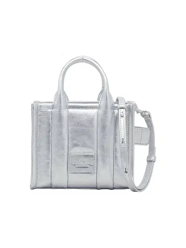 Marc Jacobs Women's The Metallic Leather Crossbody Tote Bag - Silver | Thumbnail 1