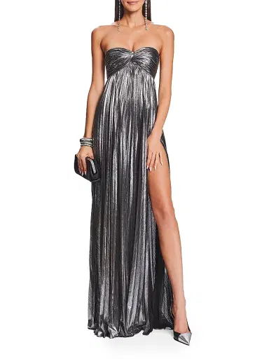 Retrofête Women's Zoa Metallic Pleated Strapless Gown | Thumbnail 2