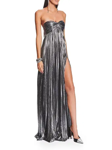 Retrofête Women's Zoa Metallic Pleated Strapless Gown | Thumbnail 4