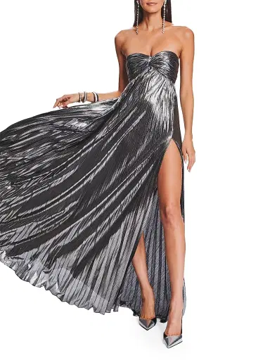 Retrofête Women's Zoa Metallic Pleated Strapless Gown | Thumbnail 6