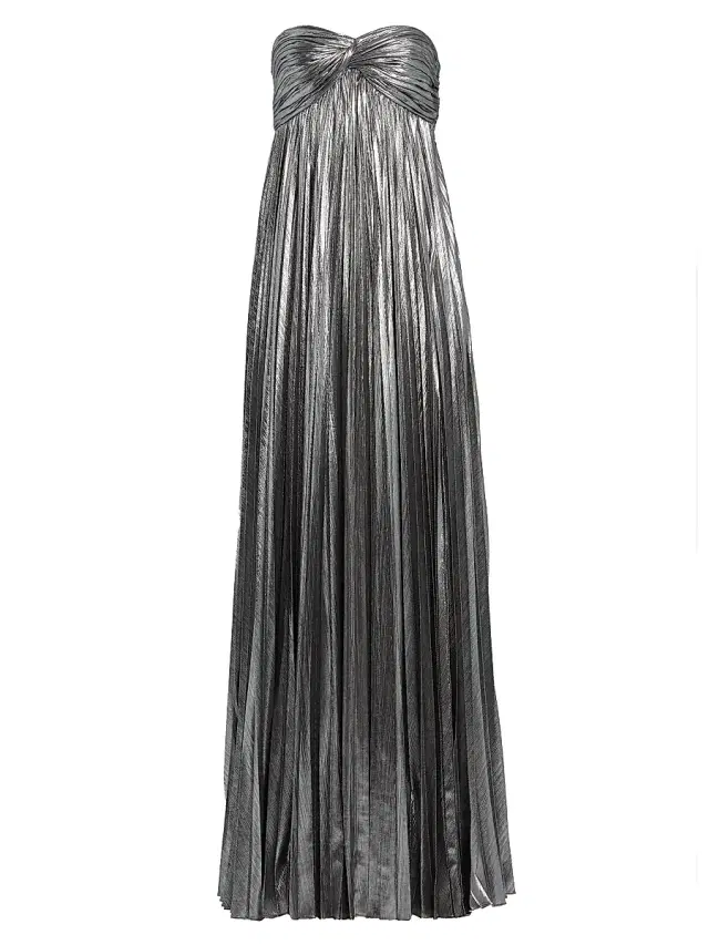 Women's Zoa Metallic Pleated Strapless Gown - Gunmetal