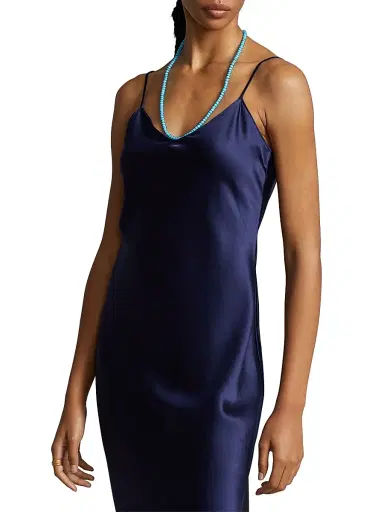 Polo Ralph Lauren Women's Sleeveless Silk Midi-Dress - Newport Navy | Thumbnail 4