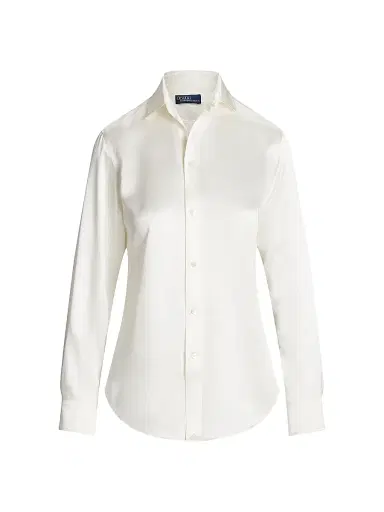 Polo Ralph Lauren Women's Silk Classic-Fit Shirt - Trophy Cream | Thumbnail 1