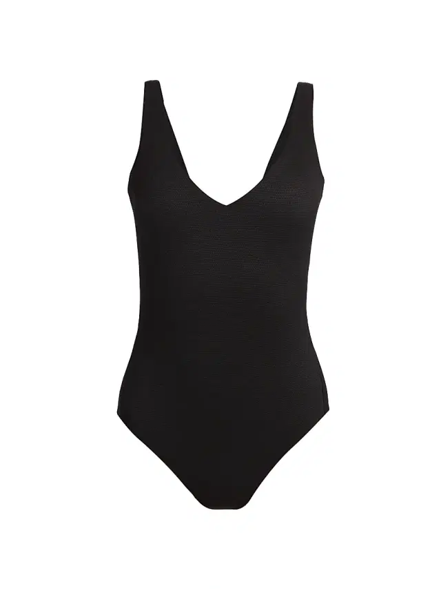 Women's Piqué Shaping One-Piece Swimsuit - Very Black