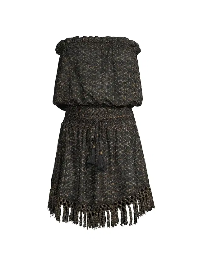 Ramy Brook Women's Lauryn Fringe Zig-Zag Knit Minidress - Black Zigzag