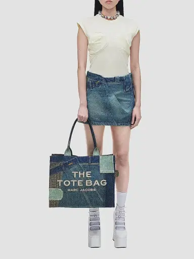 Marc Jacobs Women's The Deconstructed Denim Large Tote Bag - Denim | Thumbnail 2