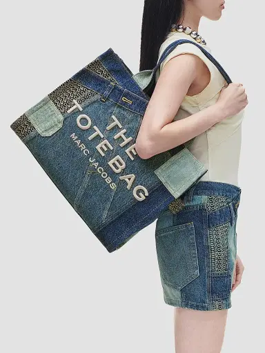 Marc Jacobs Women's The Deconstructed Denim Large Tote Bag - Denim | Thumbnail 3
