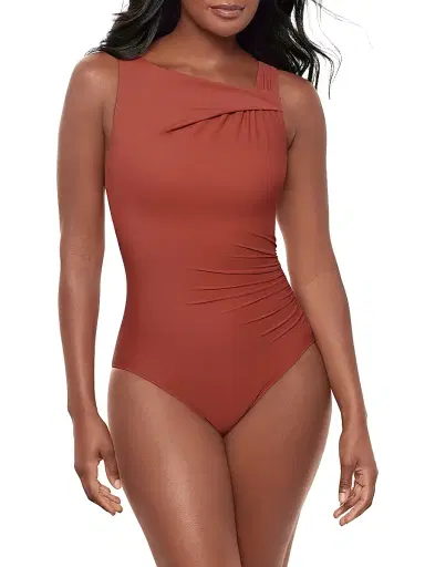 Miraclesuit Swim Women's Avra Twisted One-Piece Swimsuit - Terra - Size 16 | Thumbnail 2