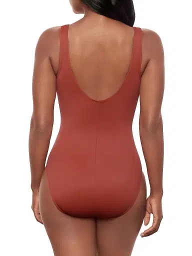 Miraclesuit Swim Women's Avra Twisted One-Piece Swimsuit - Terra - Size 16 | Thumbnail 4